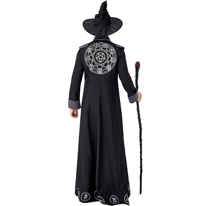 Halloween Wizard Cosplay Costumes Gothic Magic Long Robe for Party